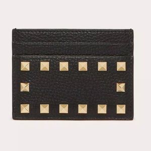 NIB Valentino Rockstud Grainy Calfskin Cardholder